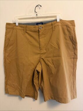 Chaps Men's Tan Flat-Front 38 Shorts